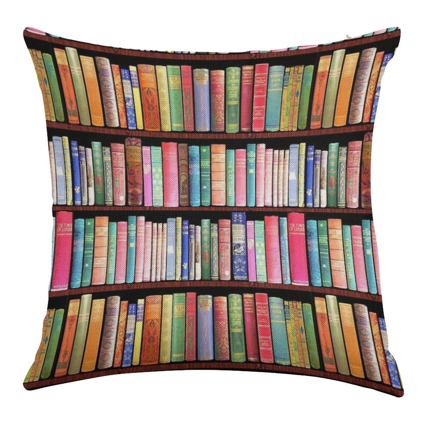 Bookworm Antique Book Library, Vintage Book Shelf Linen Throw Pillow Cover