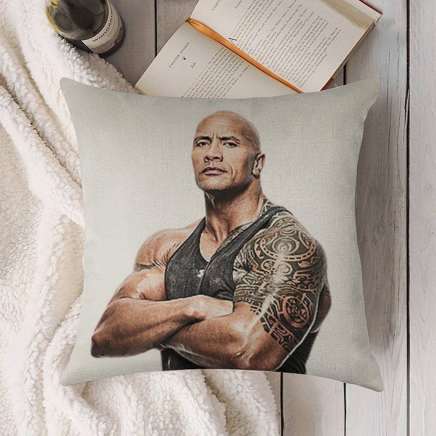 CAN YOU SMELL WHAT THE ROCK IS COOKING Linen Throw Pillow Cover