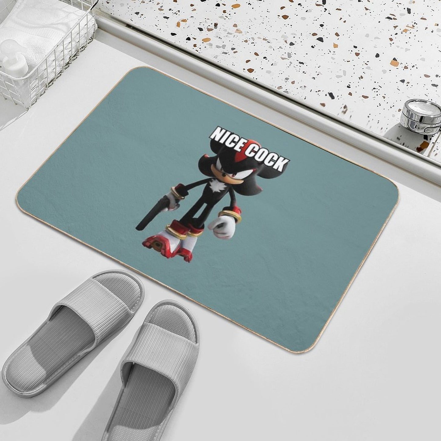 Edgehog with A Weapon Repositionable Bath Mat