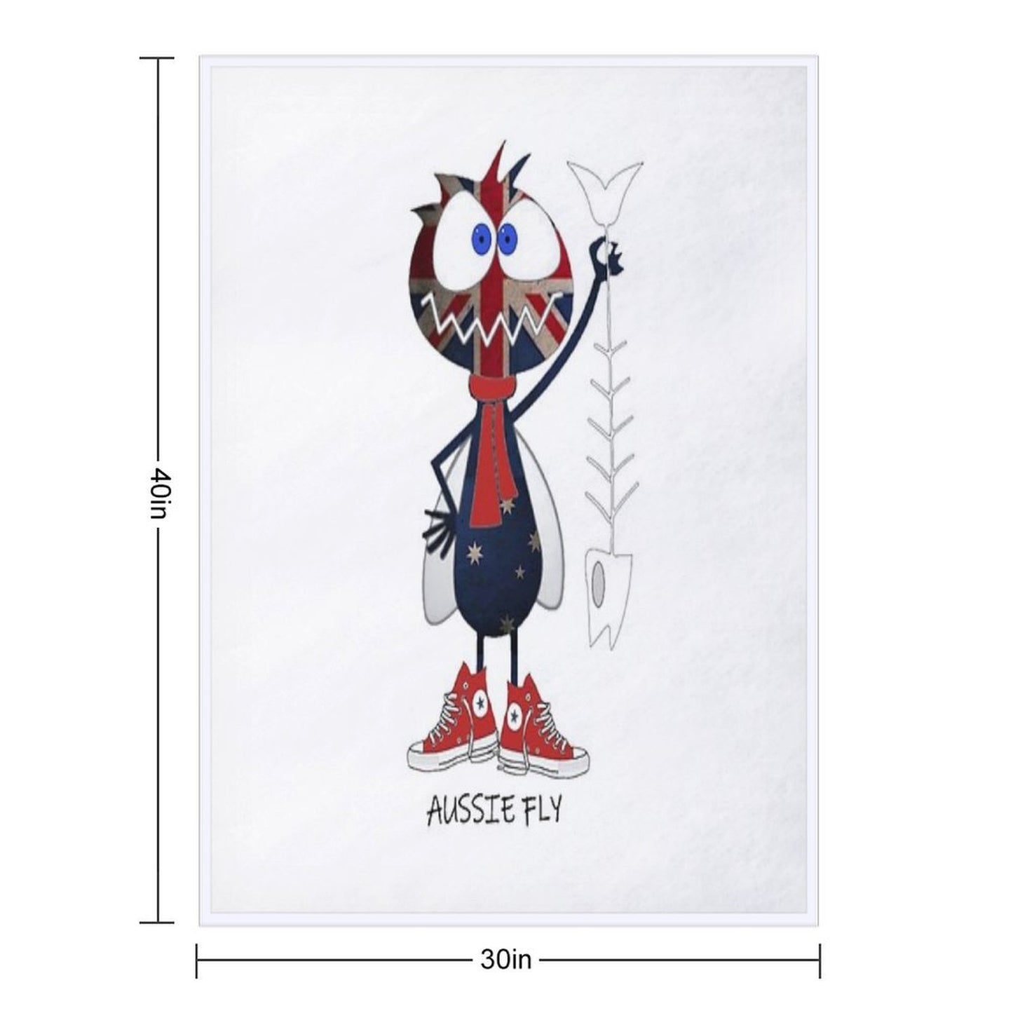 Aussie Fly Cartoon Critter Throw Blanket