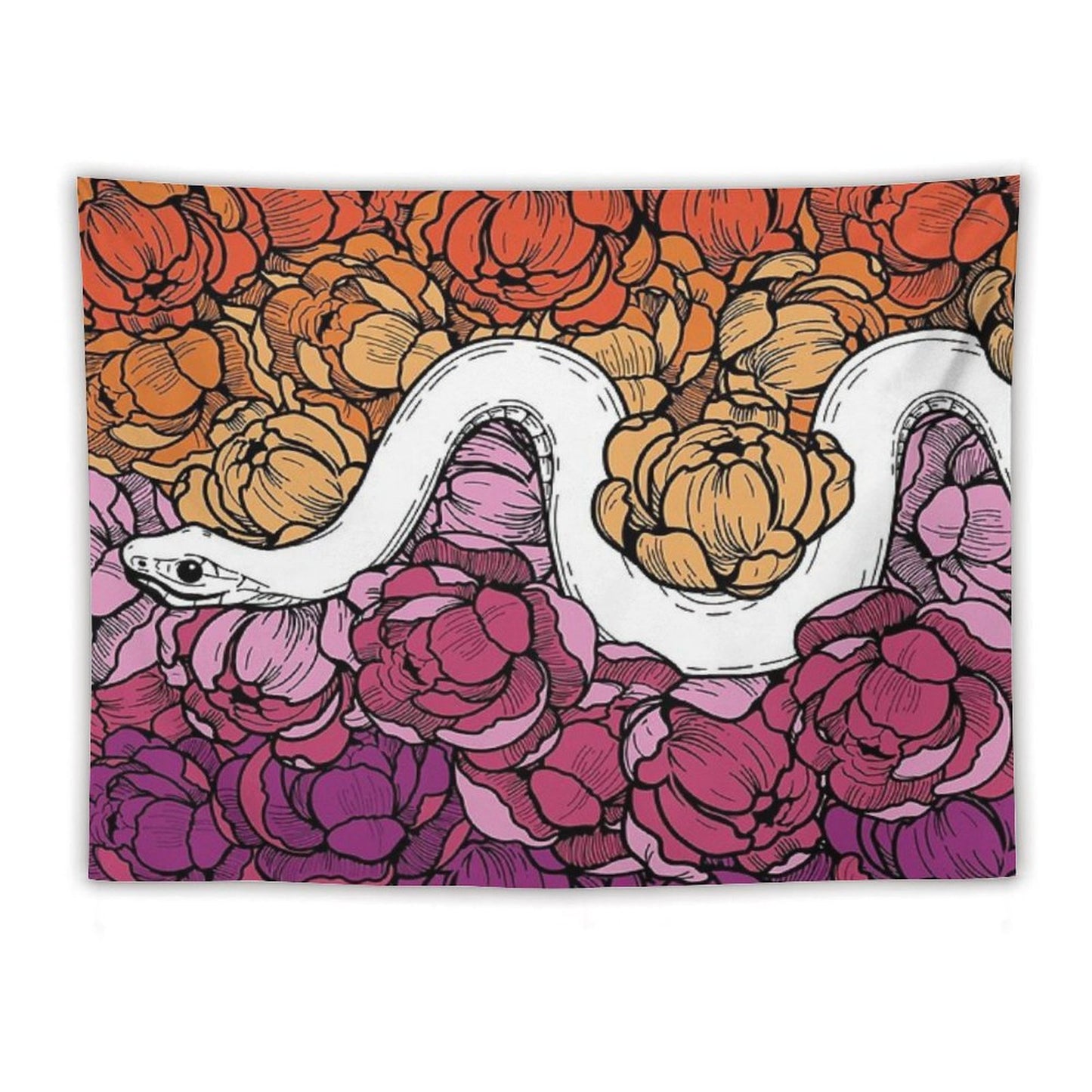 Floral Snake Lesbian Pride Colors Tapestry