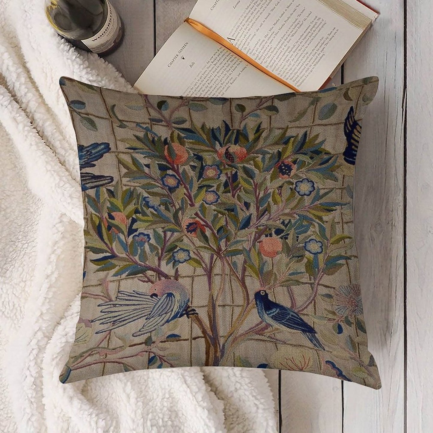 William Morris Kelmscott Trellis Embroidery Linen Throw Pillow Cover
