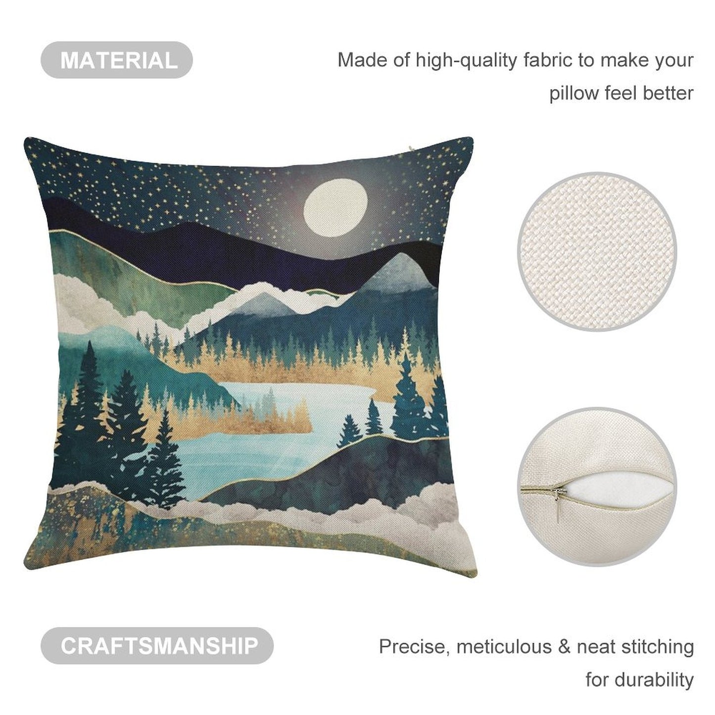 Star Lake Linen Throw Pillow Cover