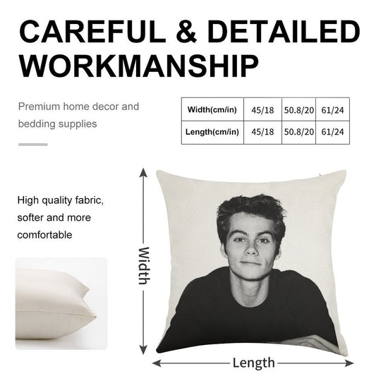 Heart Eye Emoji Linen Throw Pillow Cover