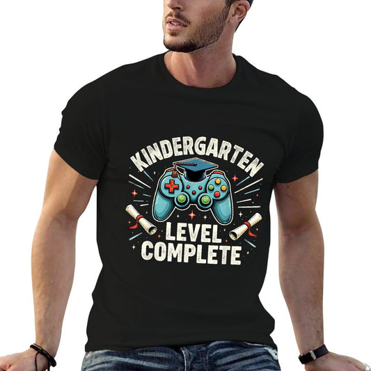 Kindergarten Level Complete Funny Graduation 2025 Gamer Boys T-Shirt