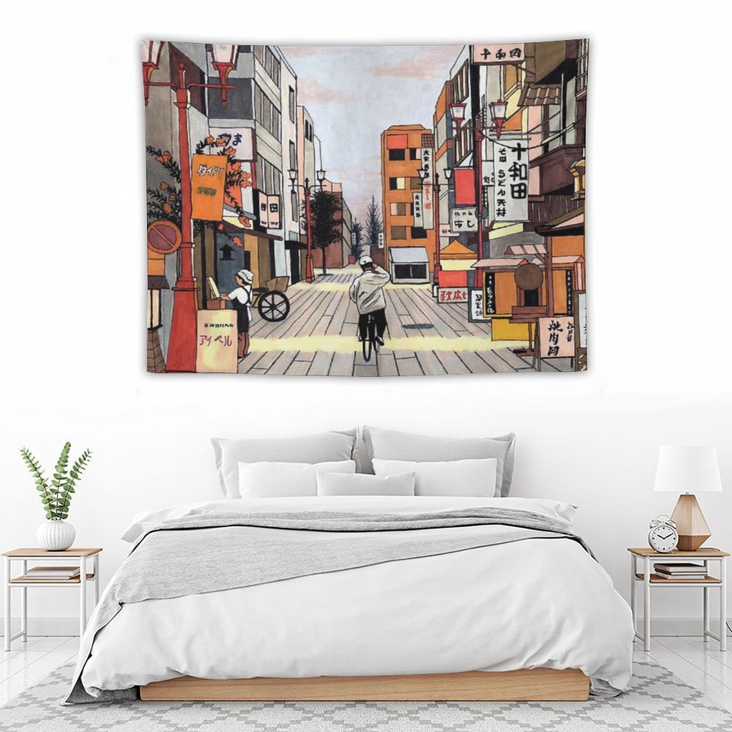 Early Morning Ride in Japan Tapestry