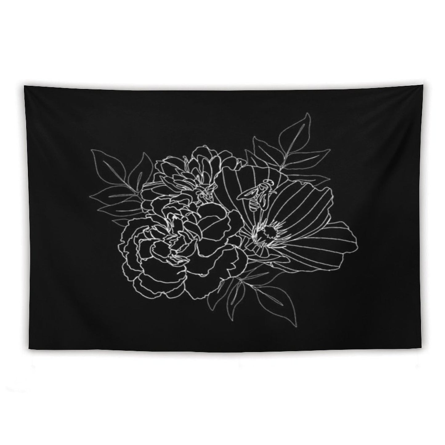 Black Floral Arrangment Tapestry