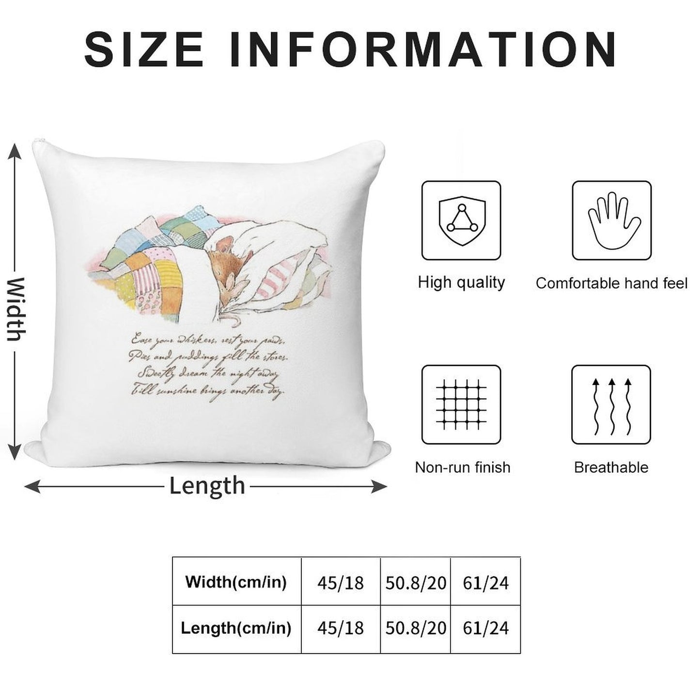 Primrose Goes to Sleep Soft Hidden Zipper Throw Pillow