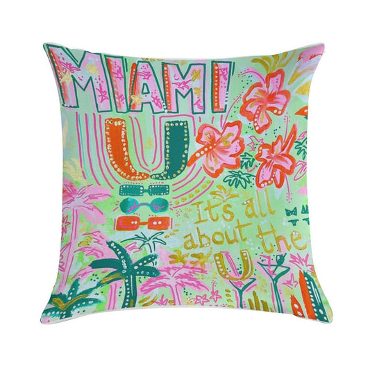 Miami Collage Soft Decorative Cover Throw Pillow
