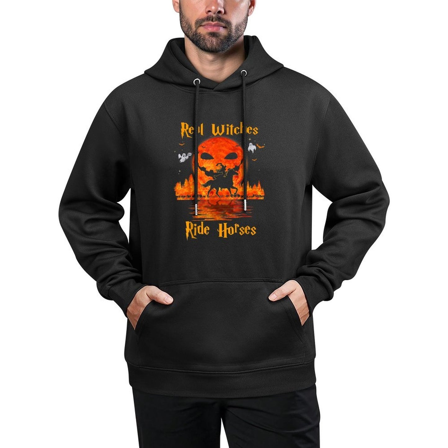 Real Witches Ride Horses Halloween Girl Riding Horse Lovers All-Day Comfort Hoodie