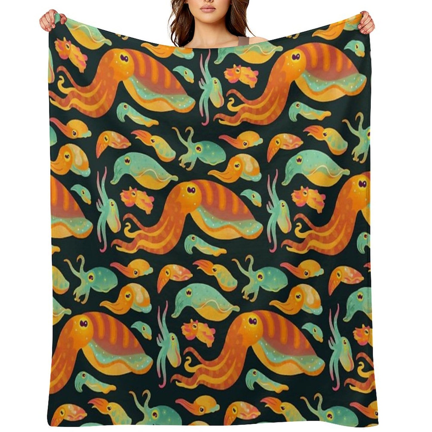 Cuttlefish - Dark Throw Blanket