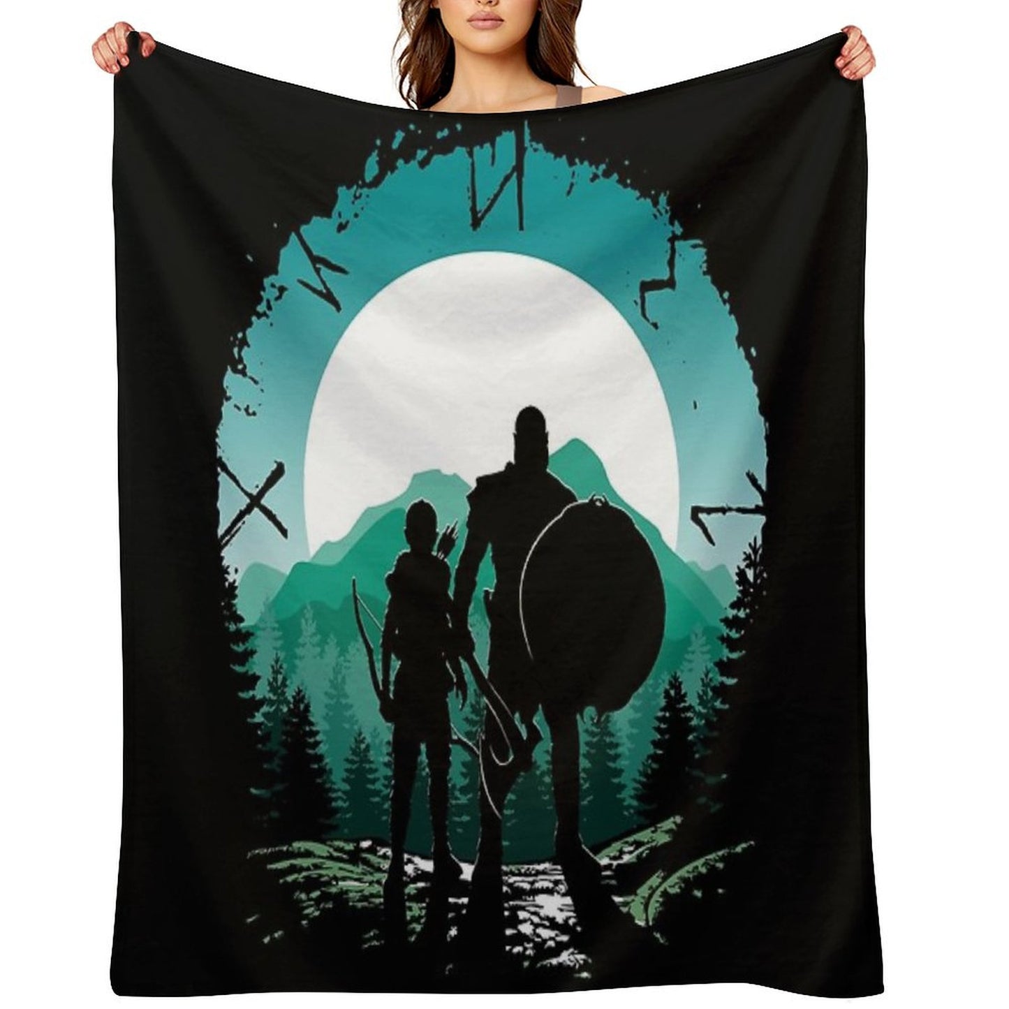 Kratos And Son Throw Blanket