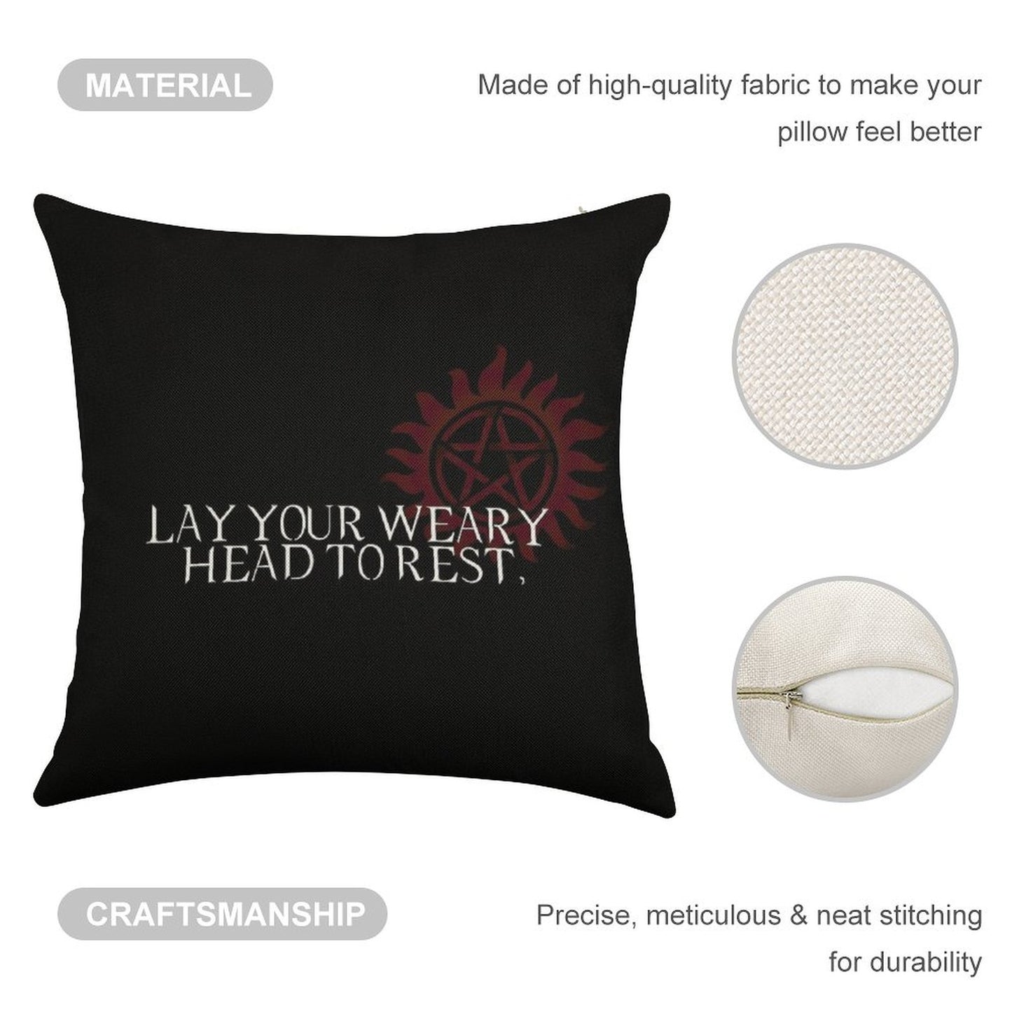 Lay Your Weary Head to Rest Linen Throw Pillow Cover