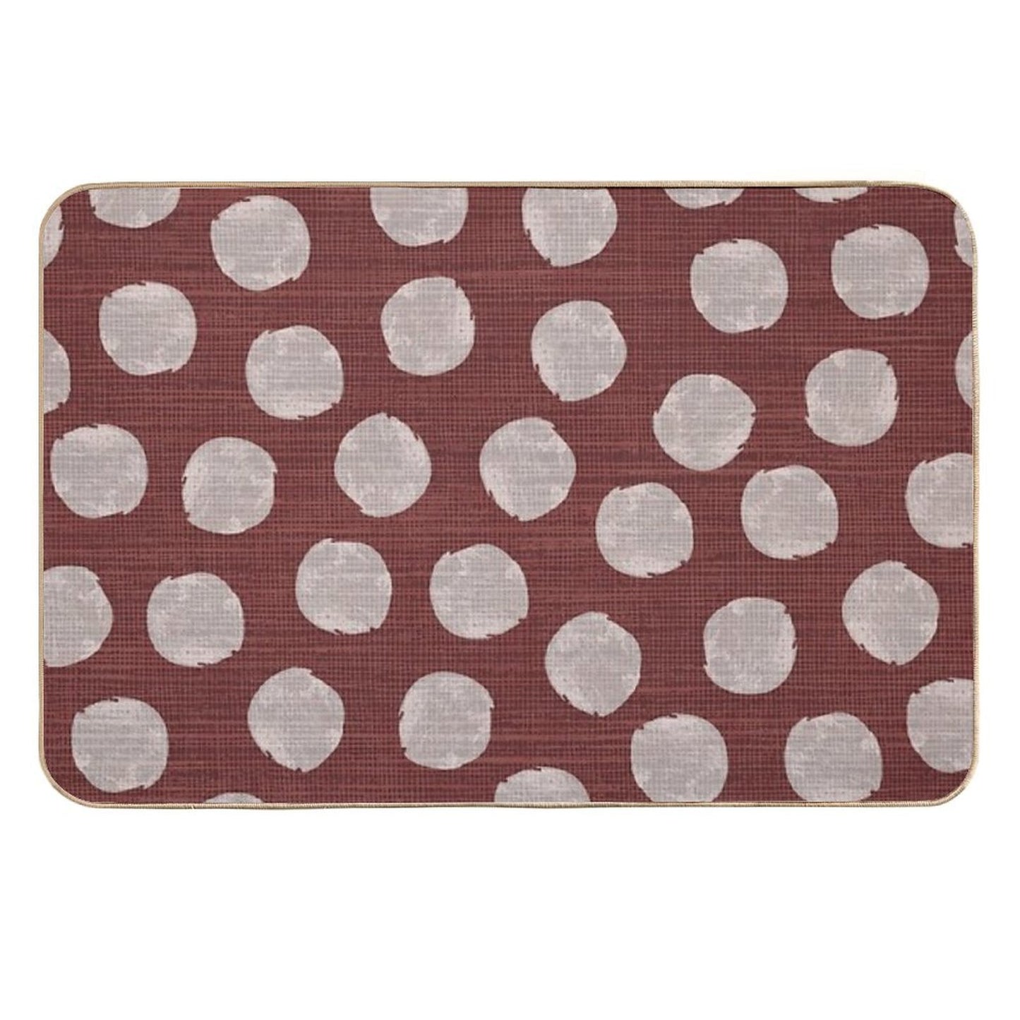 Watercolor Painted Cute Dots on Red Background Versatile Bath Mat