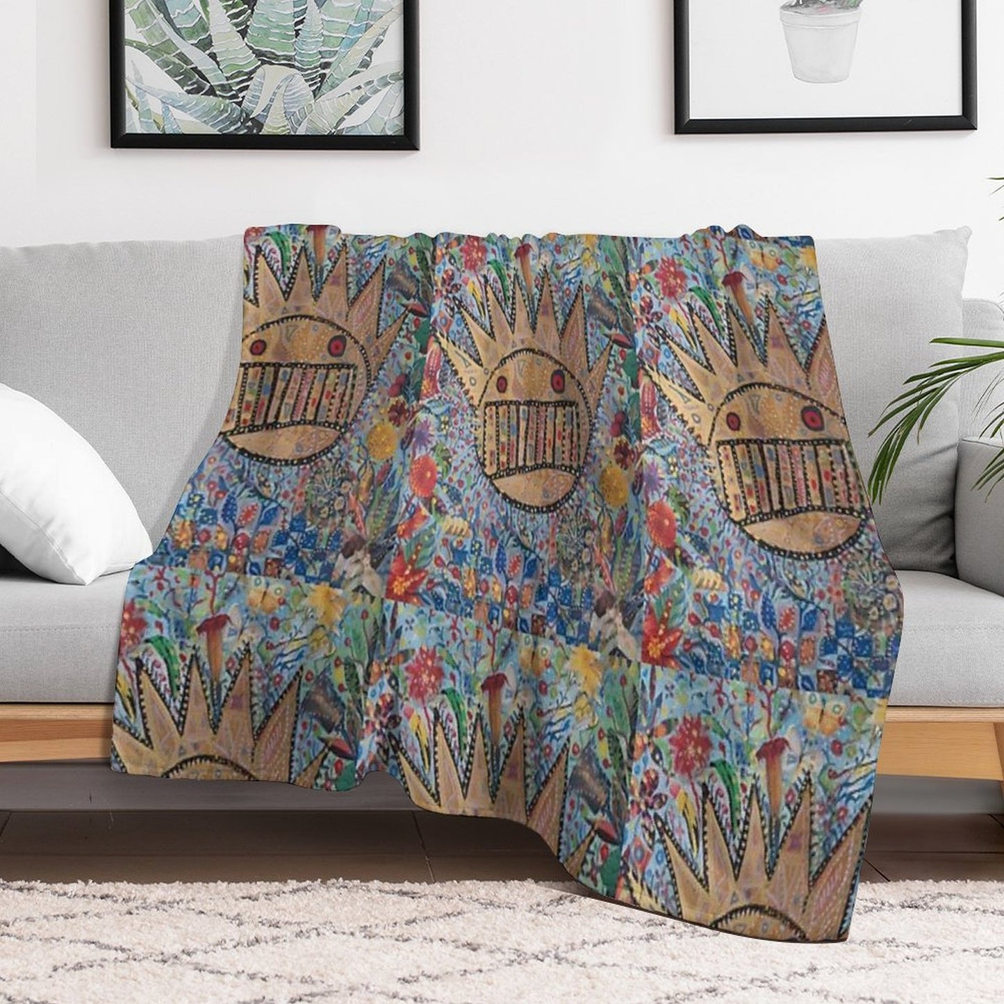 Ween Boognish And Flowers Throw Blanket