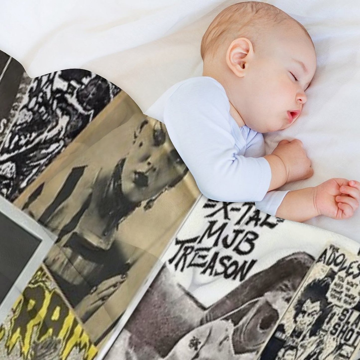 Punk Rock Music Flyers Collage Throw Blanket