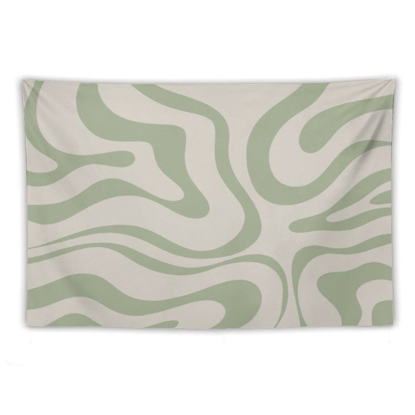 Liquid Swirl Abstract Pattern in Beige And Sage Green Tapestry