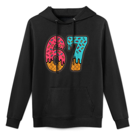 Six Seven Funny Ice Cream Drip Sports Cool Meme 67 Number Layering Staple Hoodie
