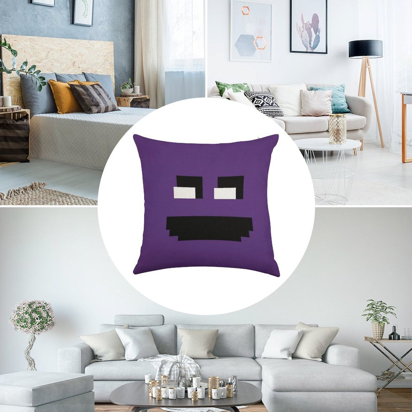 Fnaf Purple Guy Linen Throw Pillow Cover