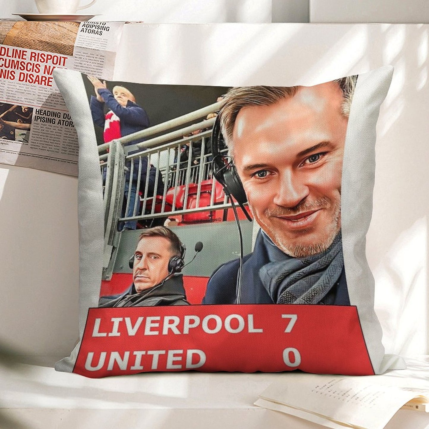 Liverpool 7 United 0 Linen Throw Pillow Cover