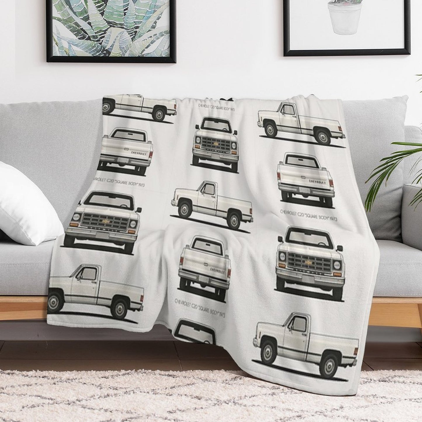 1973 C20 Square Body – Classic Chevy Pickup Triple-View Throw Blanket