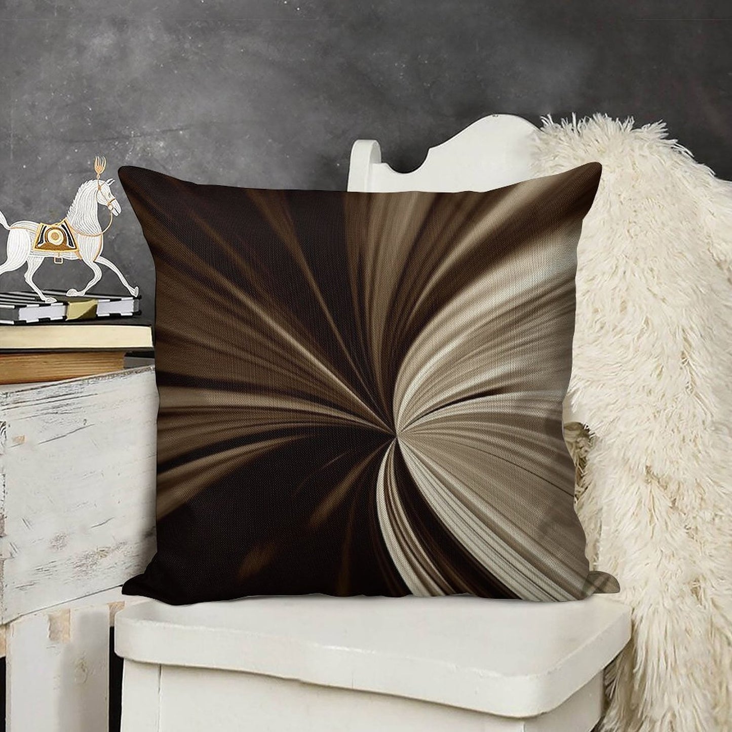 Milk Chocolate Swirl Abstract Print Pillow Linen Throw Pillow Cover