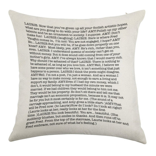 Amy March's Economic Proposition Speech Linen Throw Pillow Cover