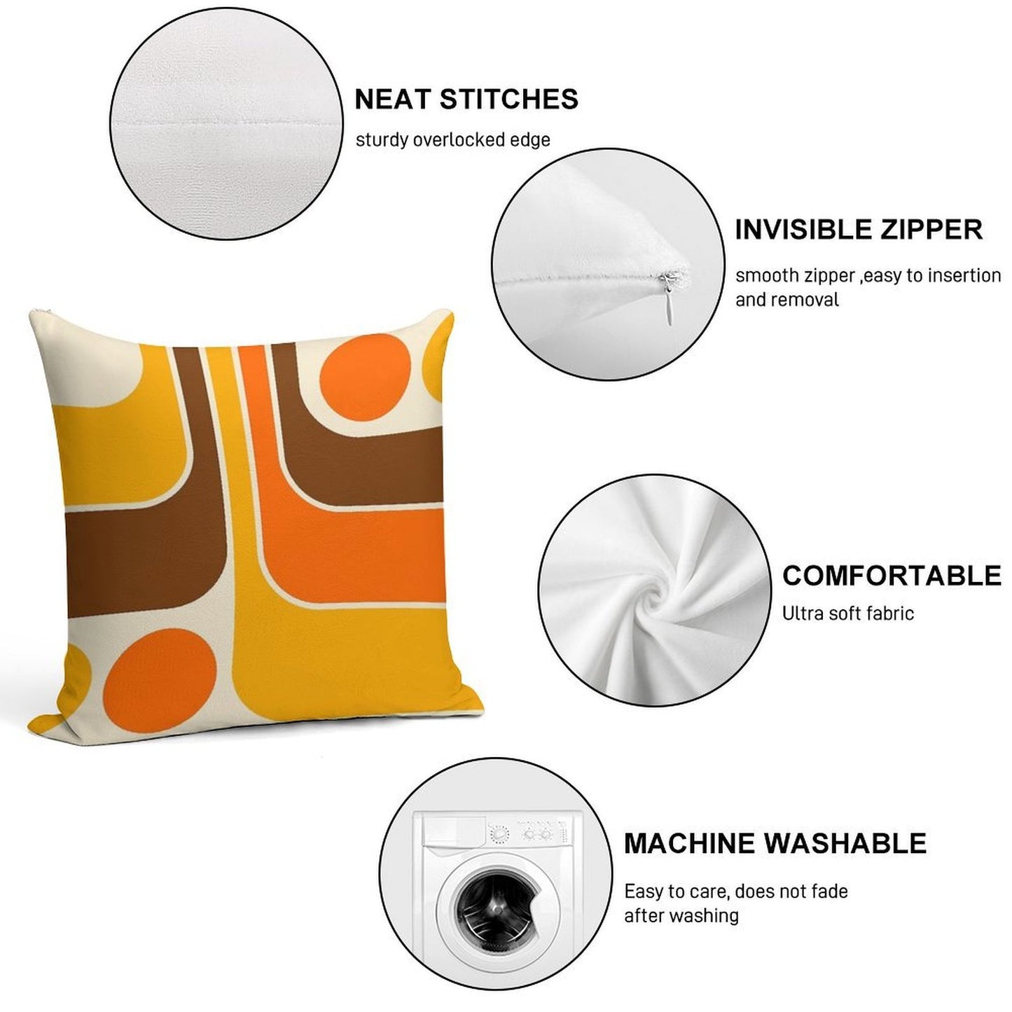 Retro Geometric Design 624 Soft Skin-Friendly Throw Pillow