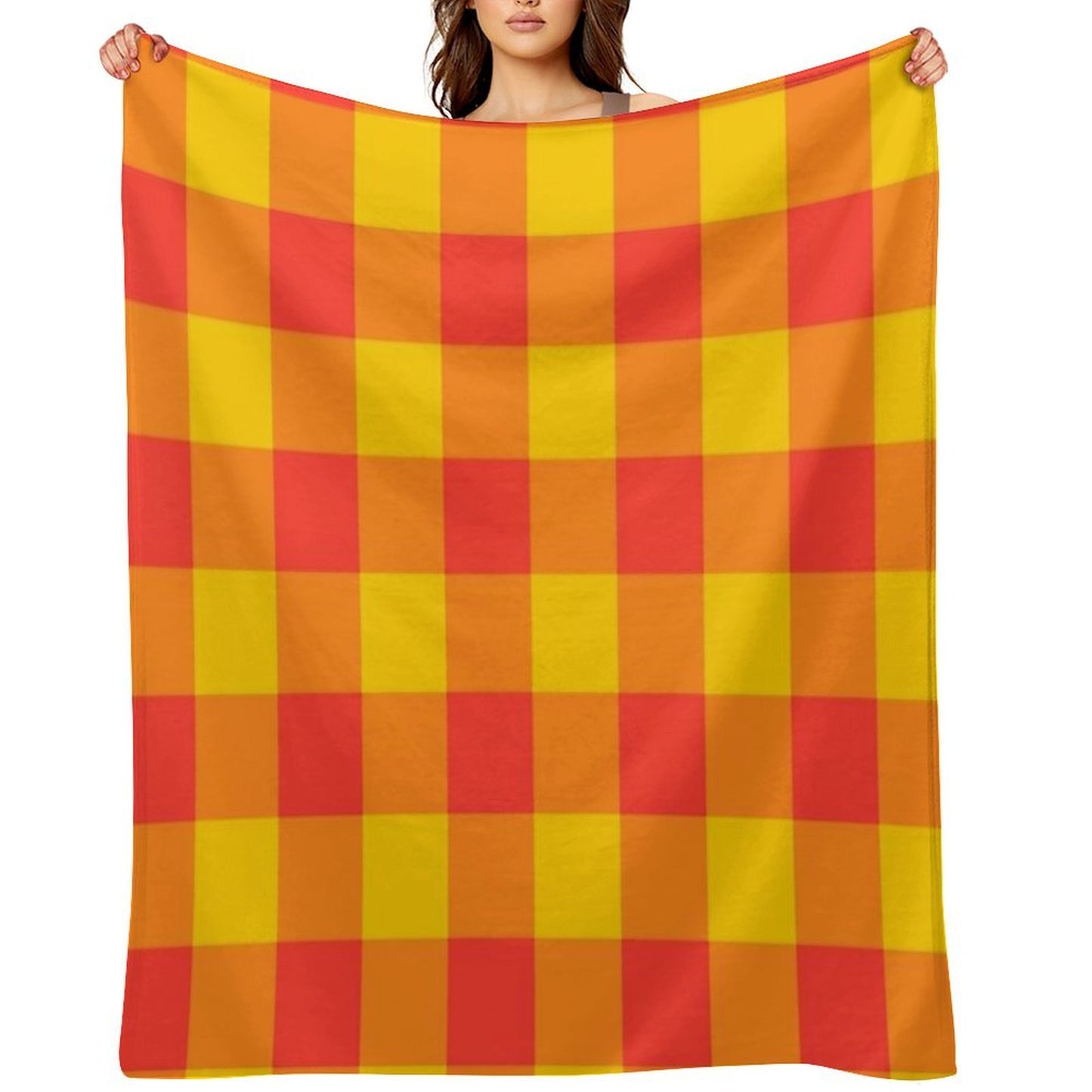 Red And Yellow Checkered Pattern Throw Blanket