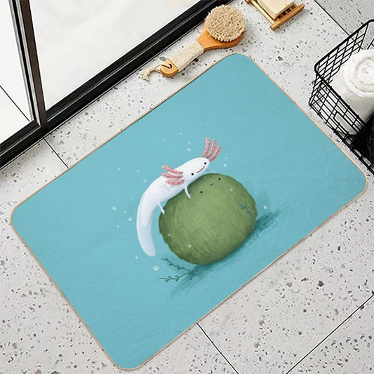 Axolotl on A Mossball Bath Mat