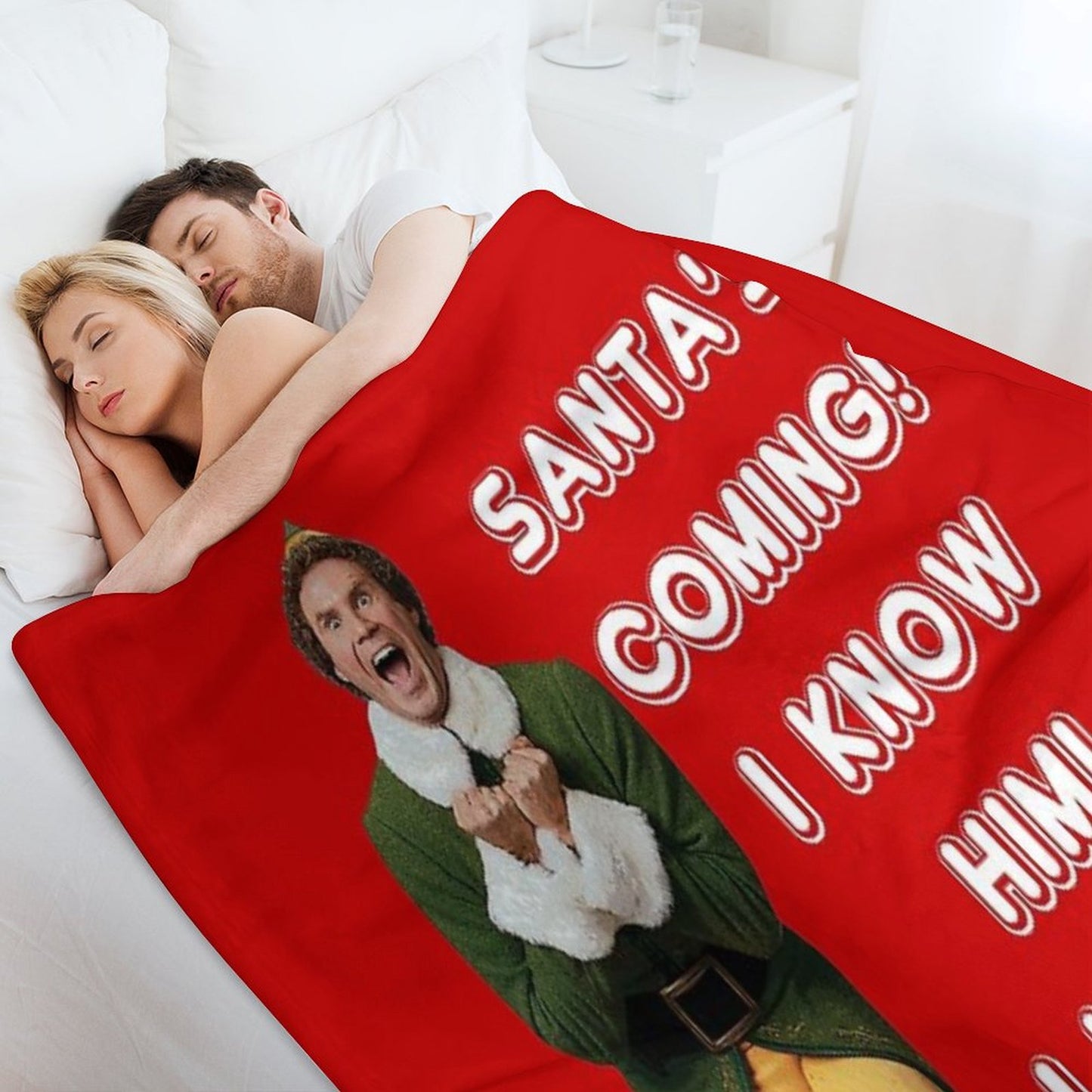 SANTA'S COMING! I KNOW HIM! Elf The Movie Will Ferrell Buddy Christmas Throw Blanket