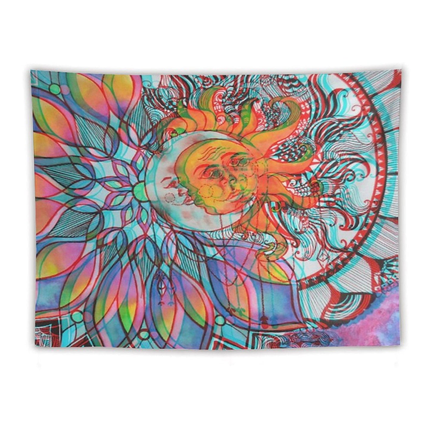 Trippy Sun And Moon Mandala Tapestry