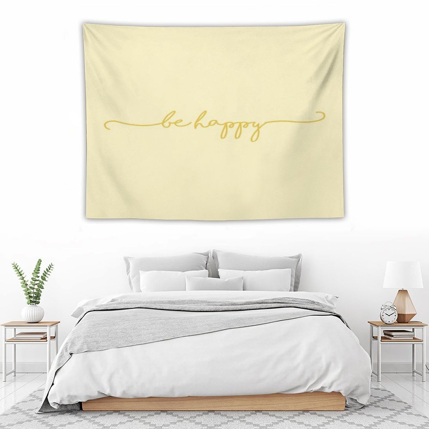 Be Happy-Yellow Tapestry
