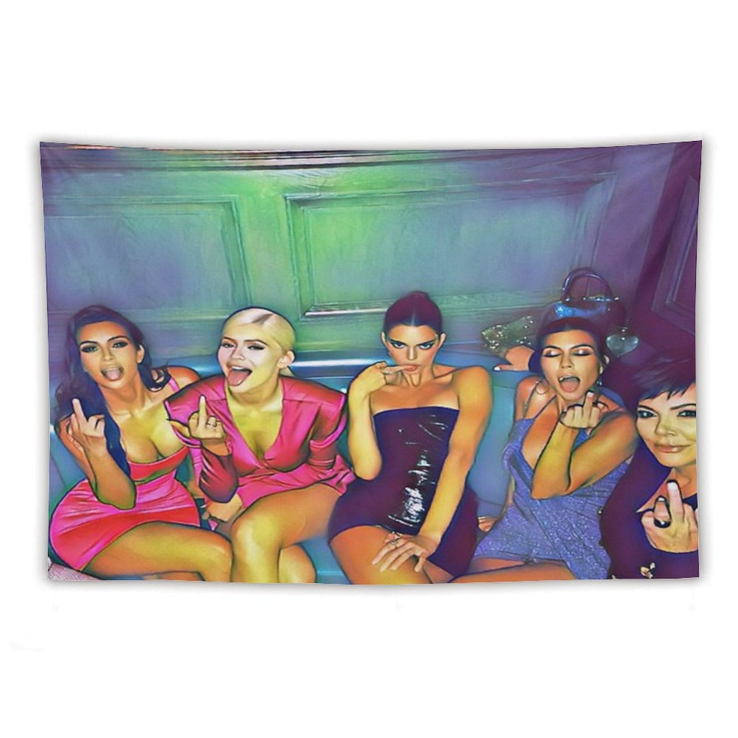 Kardashian Family Middle Finger Enhanced Image Tapestry