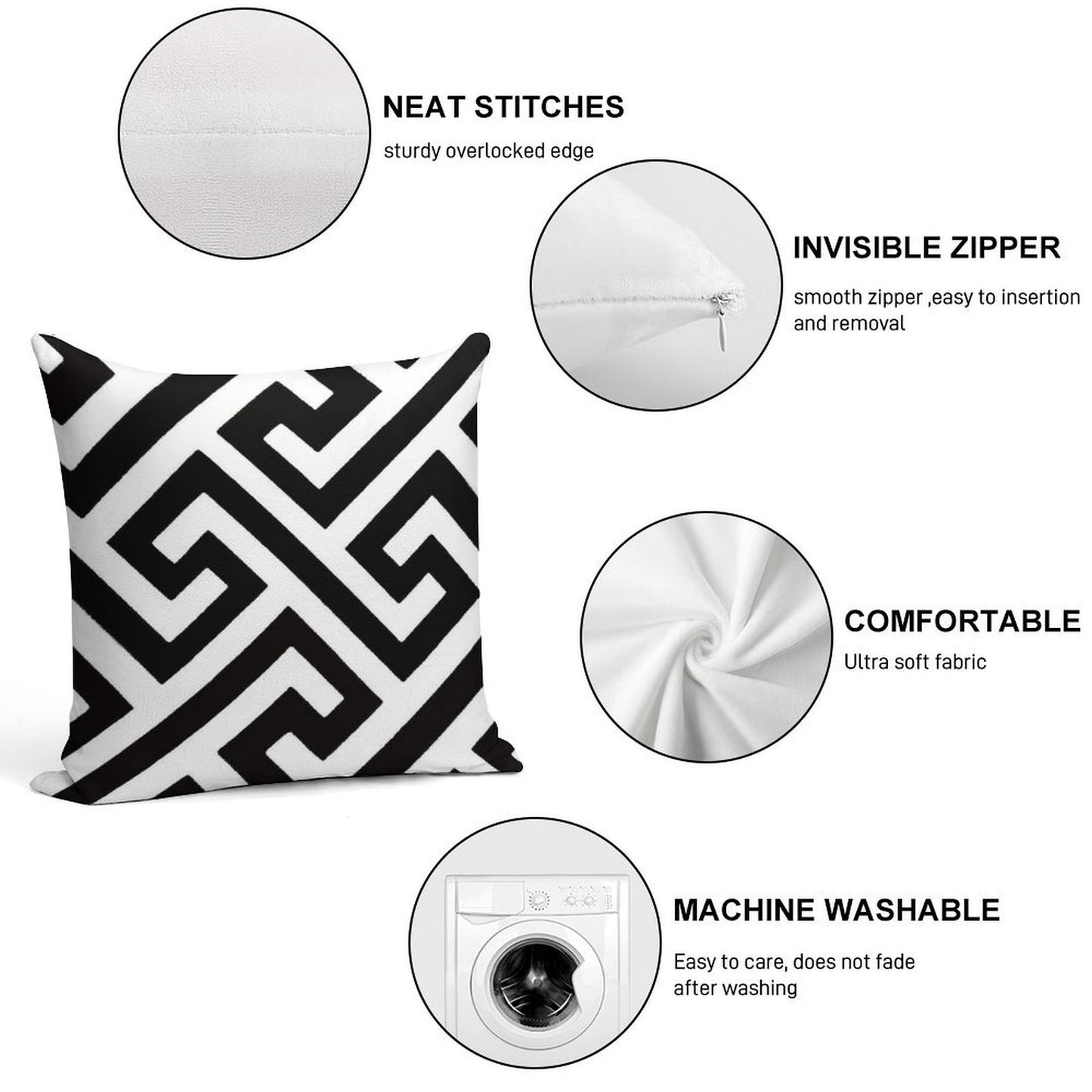 Throw Pillow  Cushion in Maze Print Design Soft Washable Throw Pillow