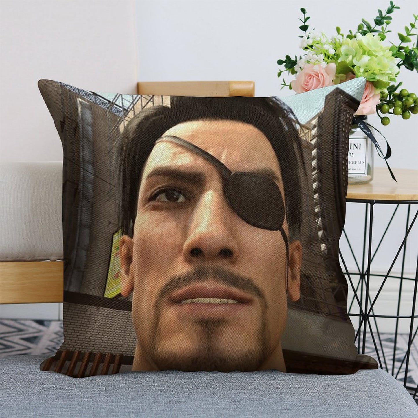 Goro Majima Linen Throw Pillow Cover