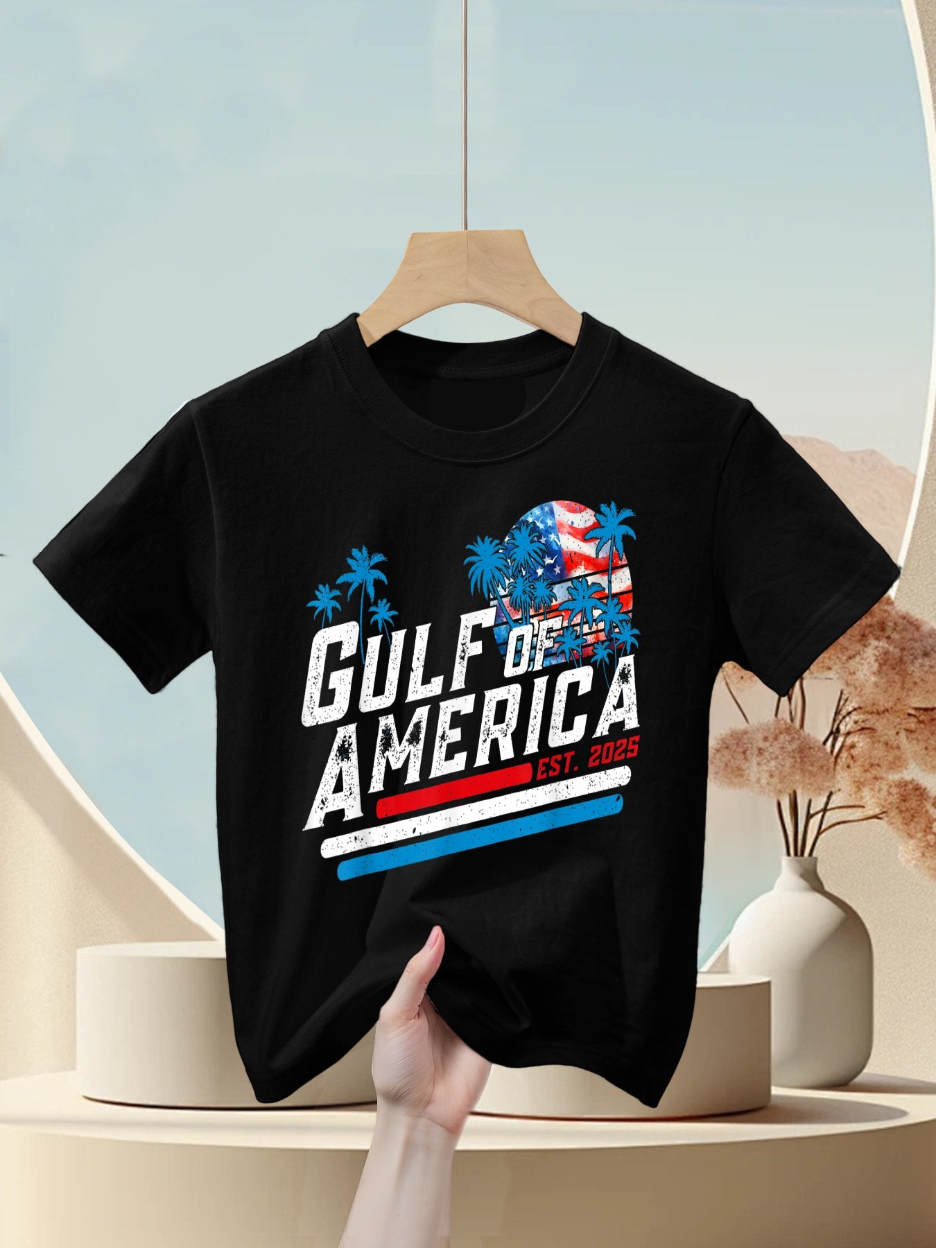 Retro Gulf Of USA America Est 2025 American Gulf Mexico Kids T-Shirt