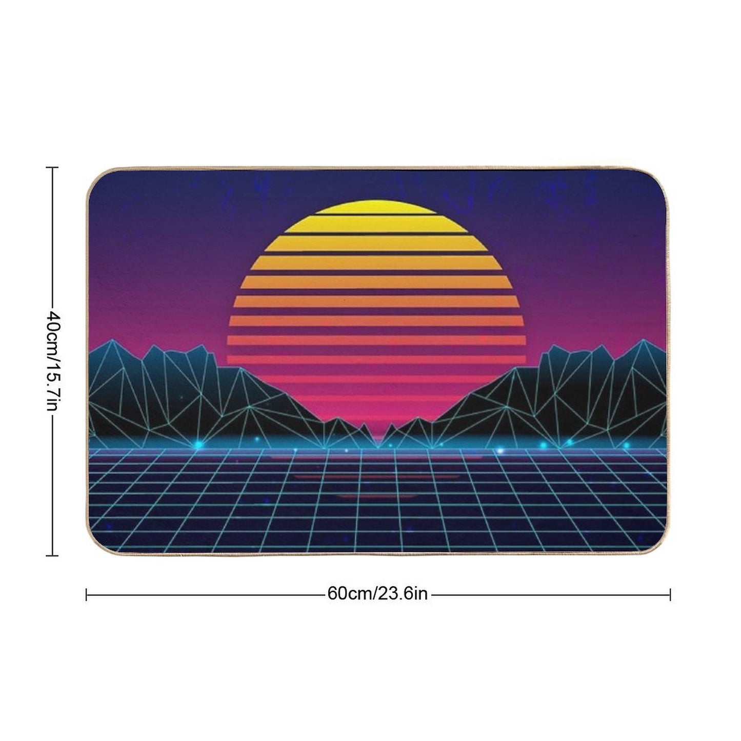 Future Synthwave Aesthetics Bath Mat