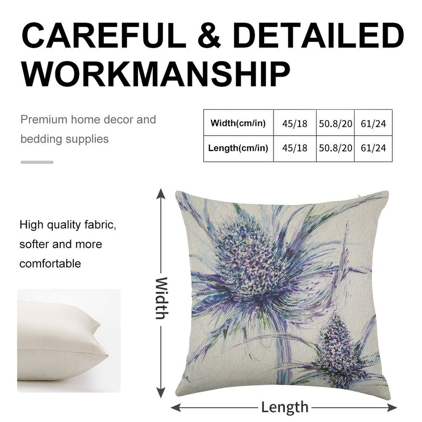 Wild Thistle Linen Throw Pillow Cover