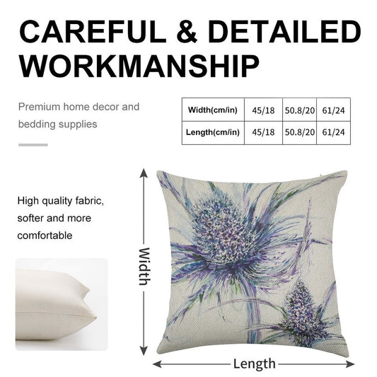 Wild Thistle Linen Throw Pillow Cover