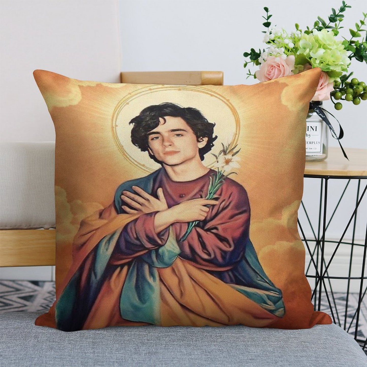 Timothee Chalamet Saint Linen Throw Pillow Cover