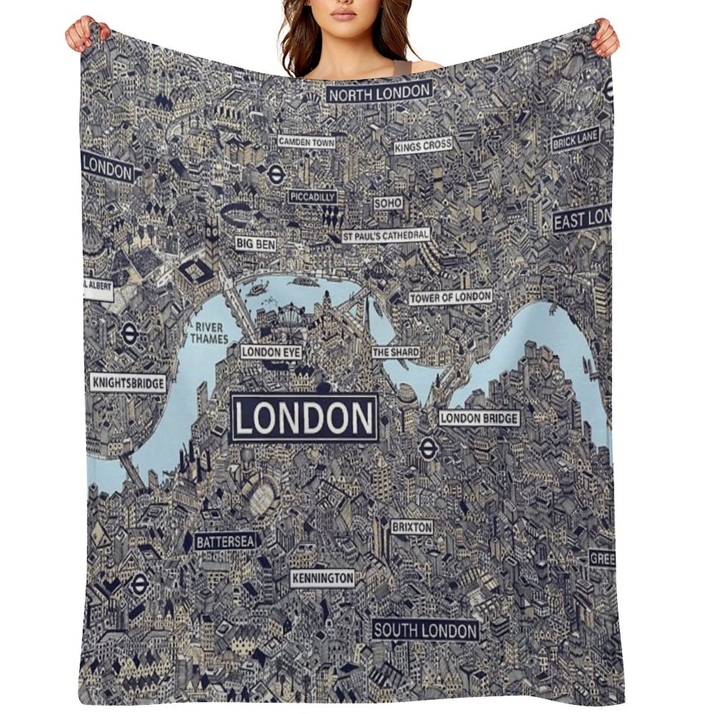 London Map Poster Throw Blanket