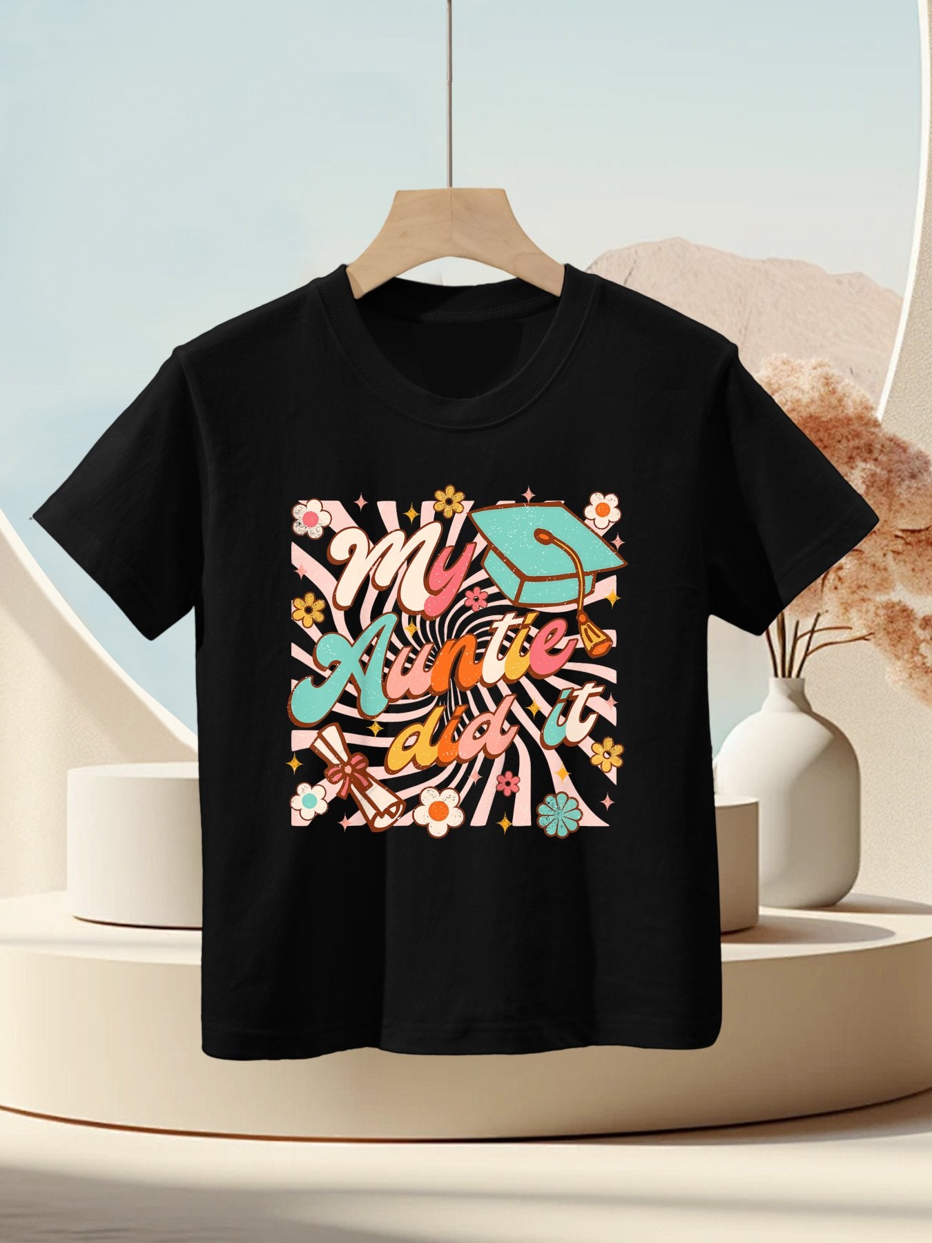 Kids Auntie Aunt Graduation Day My Auntie Did It Graduate Aunt Kids T-Shirt