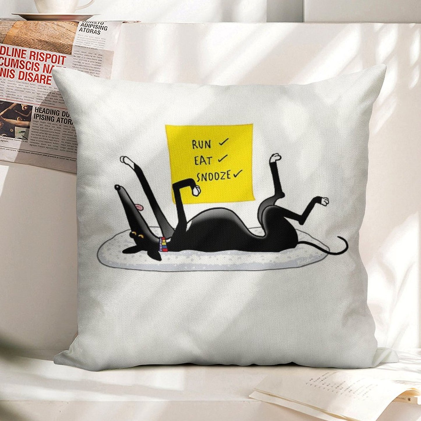 Snoozin' Linen Throw Pillow Cover