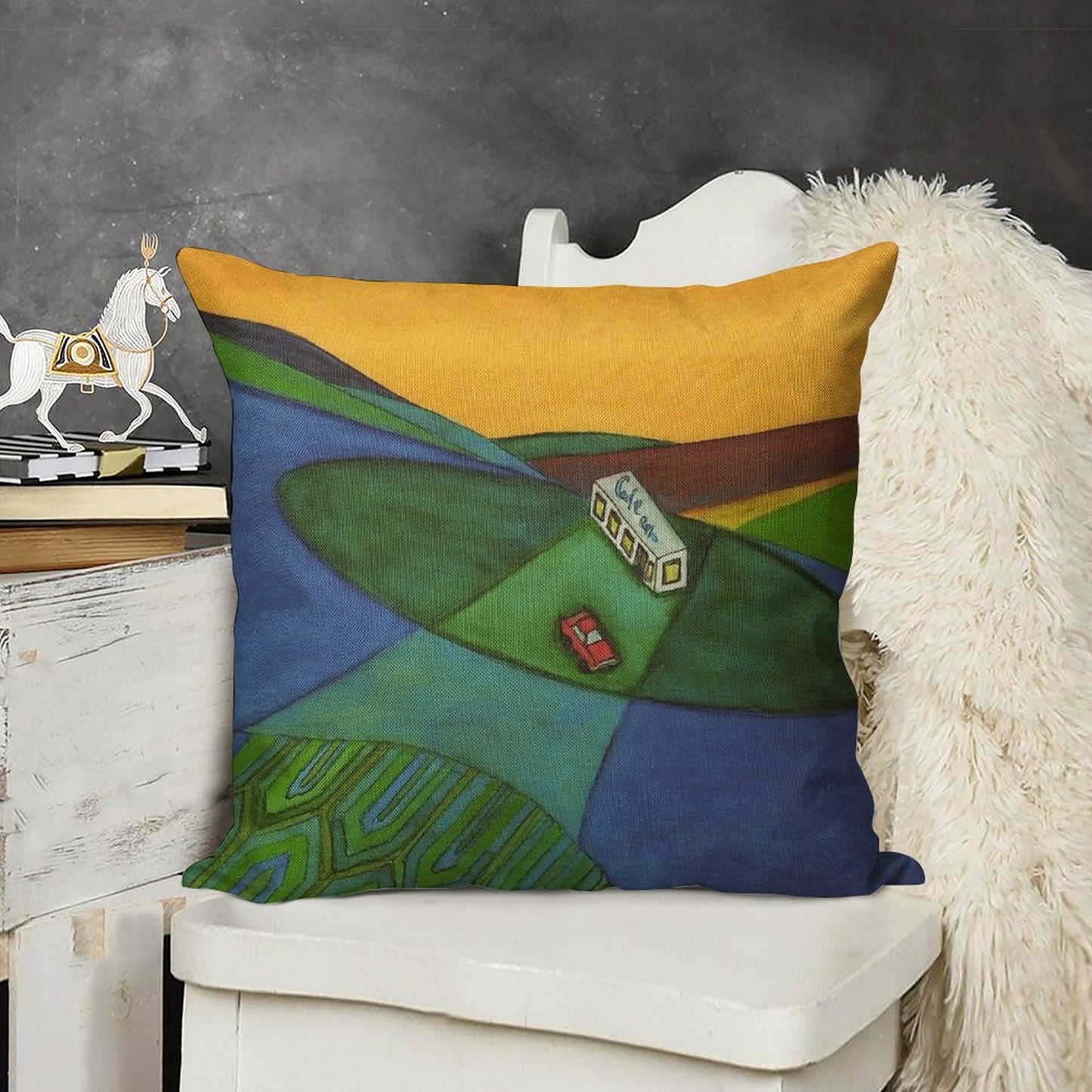 The Cafe on The Edge of The World Brand Pillow Linen Throw Pillow Cover
