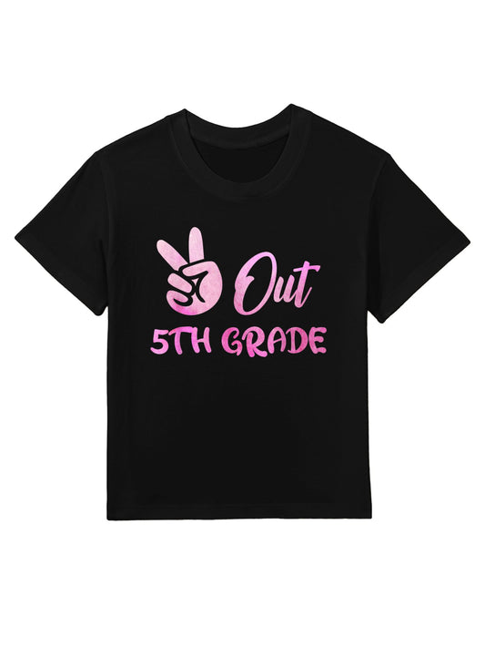 Peace Out 5th Grade Graduate Graduation Tie Dye Pink Girls Kids T-Shirt