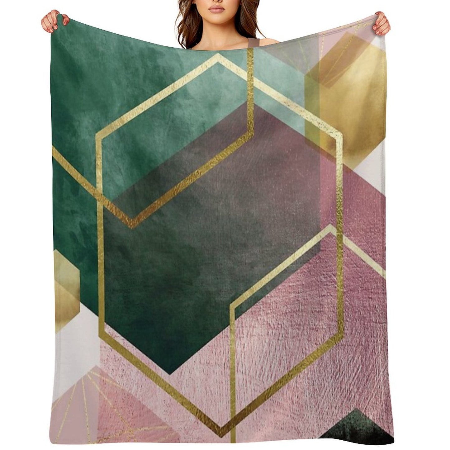 Emerald Green And Pink Geo No 1 Throw Blanket