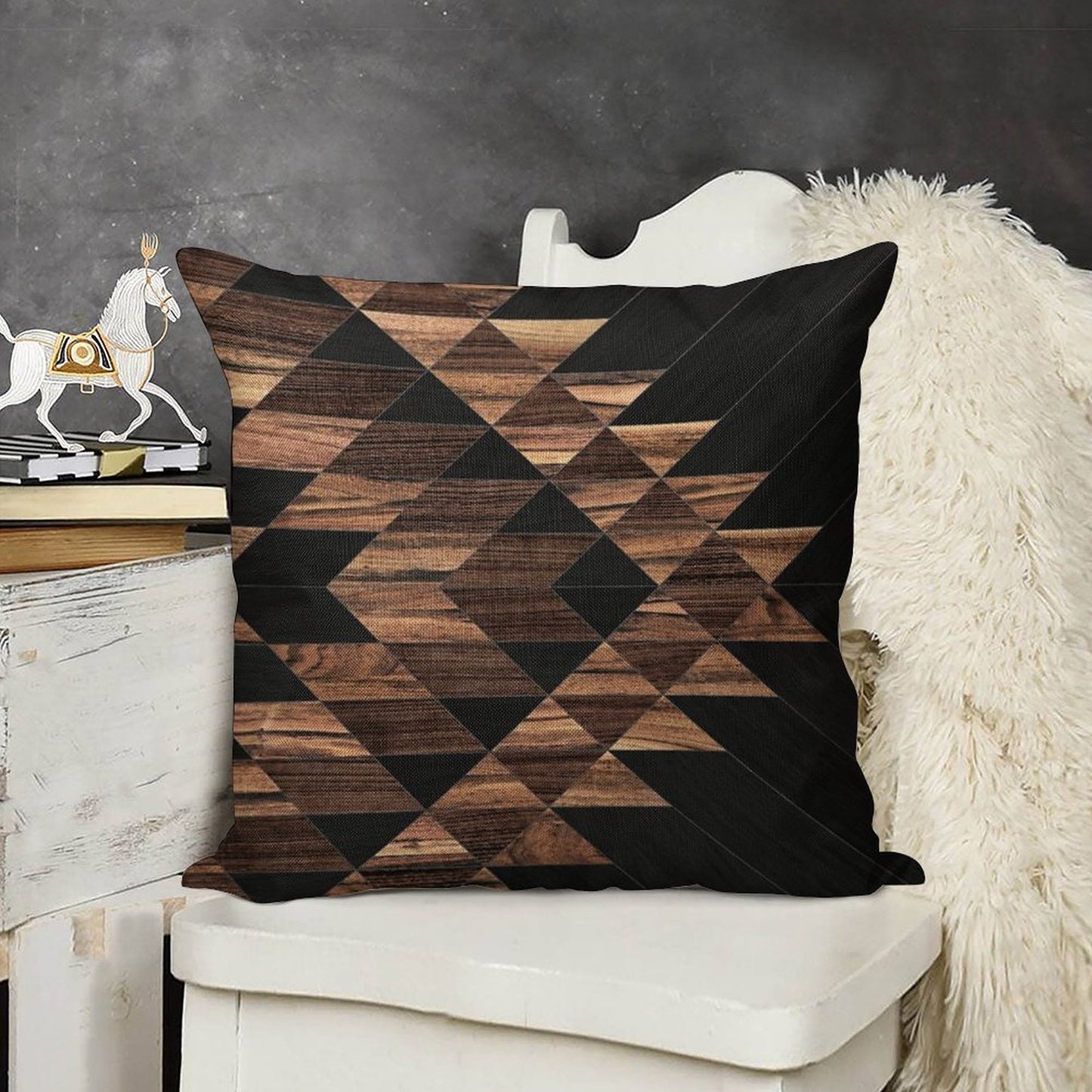 Urban Tribal Pattern No.11 - Aztec - Wood Linen Throw Pillow Cover