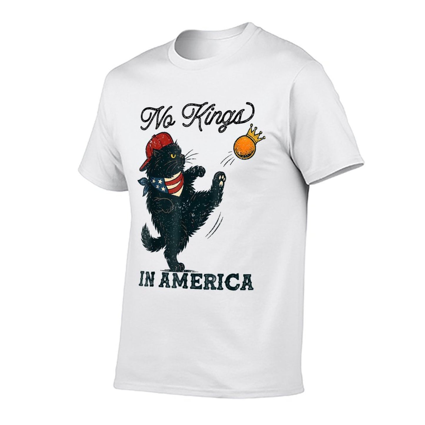Black Cat No Kings In America High-quality Stitching T-Shirt