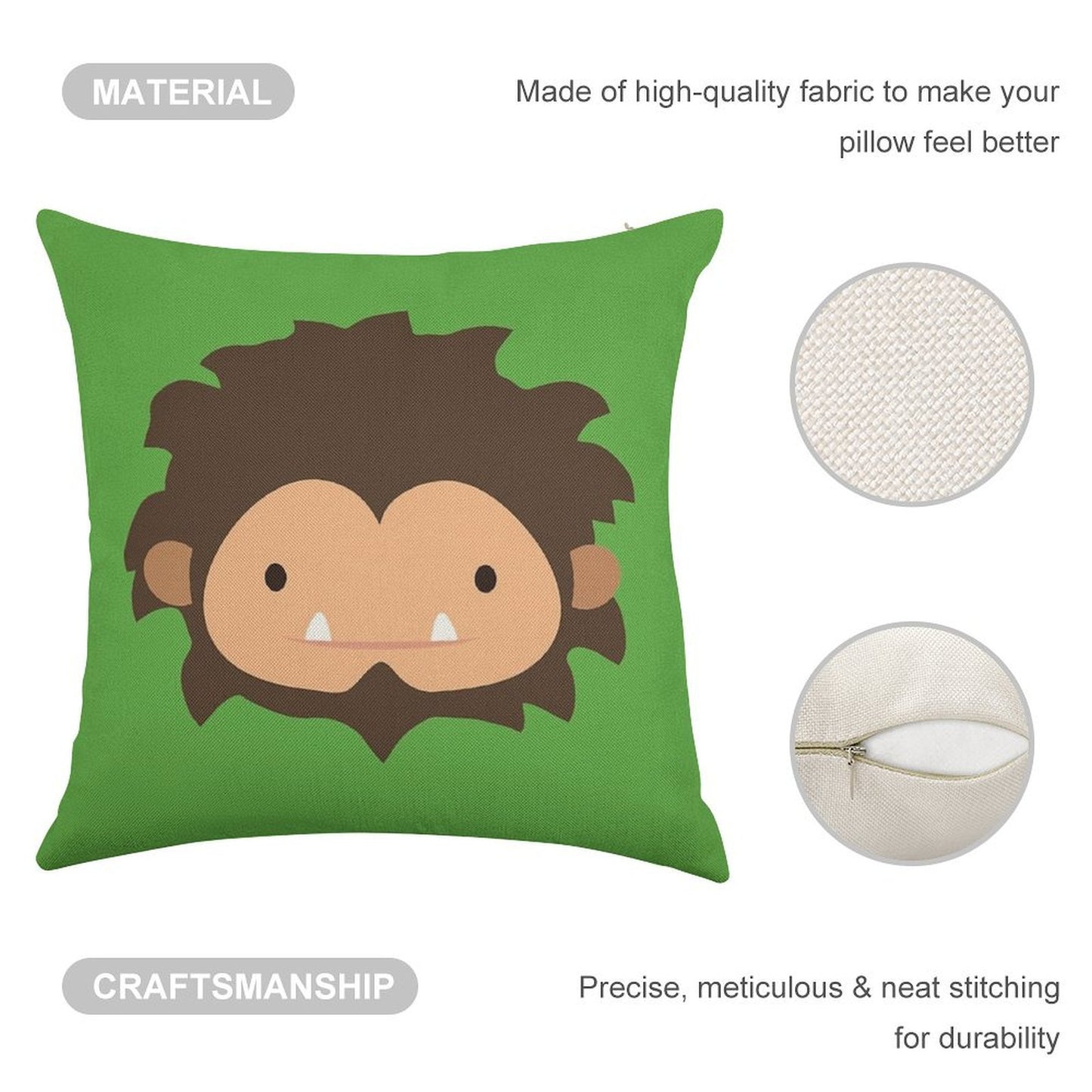 Sneaky Sasquatch Big Head Linen Throw Pillow Cover